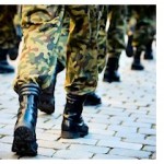 Soldiers march in formation